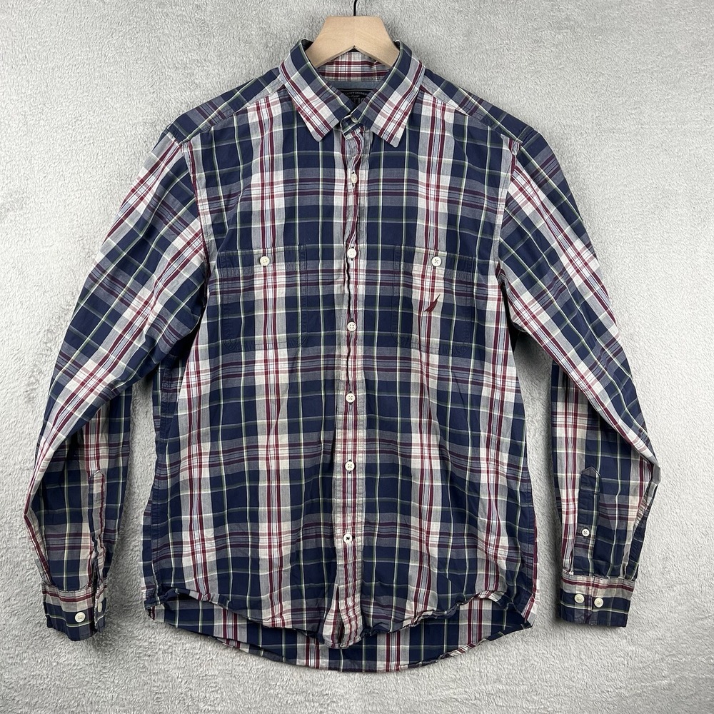 Nautica Men's Shirt Size M Multi-Color Plaid Long Sleeve Button-Up